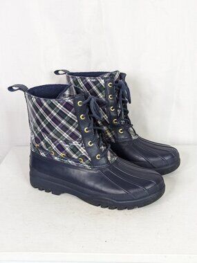 Sperry Gosling Plaid Tartan Waterproof Fleece Lined Winter Duck Boots Size 9